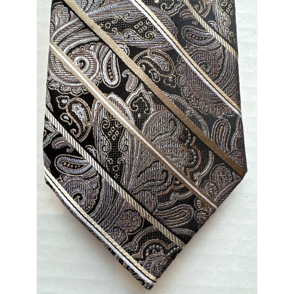 PRONTO UOMO Couture Tie Silk Designer Geometric Medallion Blue Handmade 61x3.5 - Picture 5 of 10